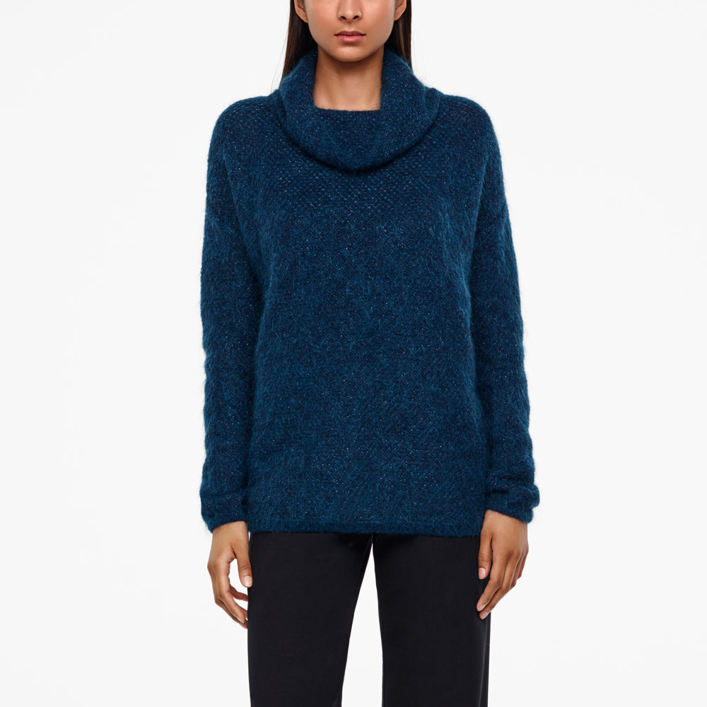 Sarah Pacini MOHAIR-MERINO-SWEATER - SCHIMMERNDER STRICK Vorne