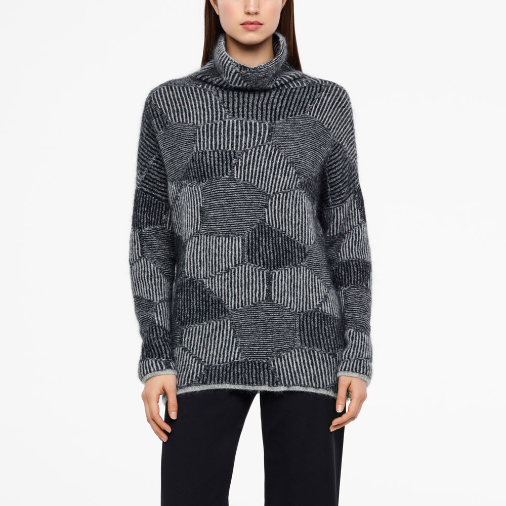 Sarah Pacini LANGER SWEATER - WABEN-JACQUARD Vorne