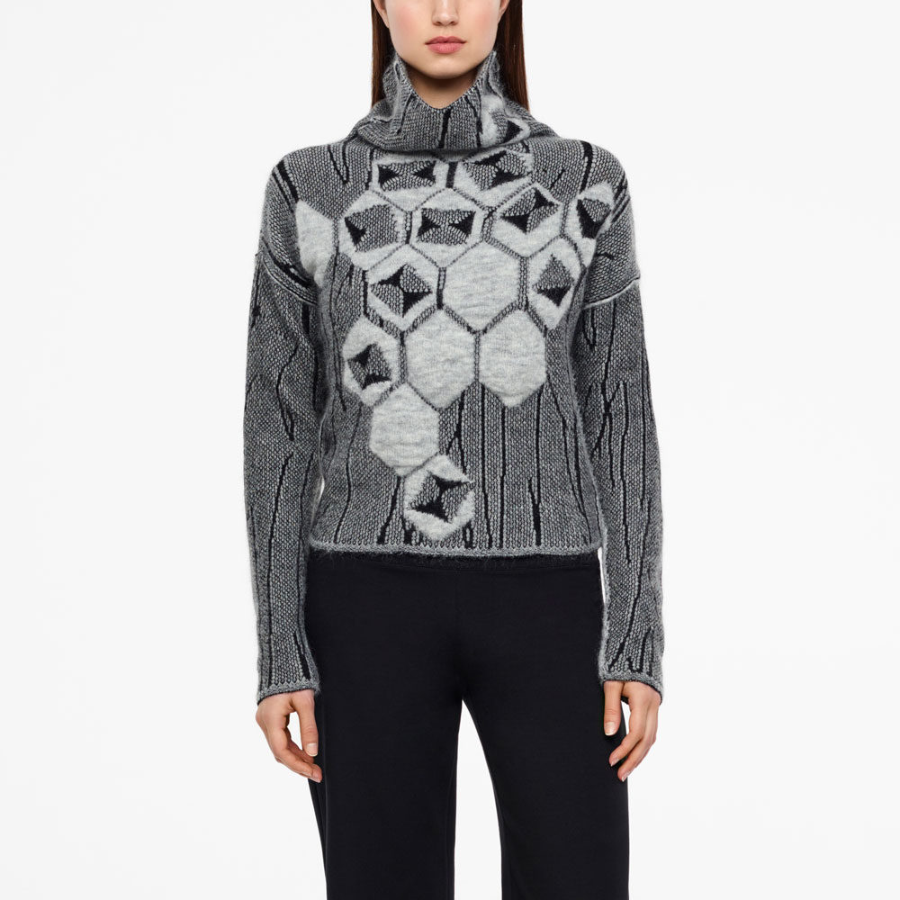Sarah Pacini PULL JACQUARD - COL MONTANT De face
