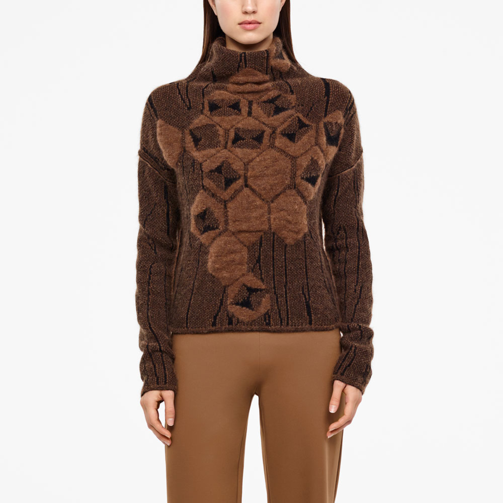 Sarah Pacini PULL JACQUARD - COL MONTANT De face