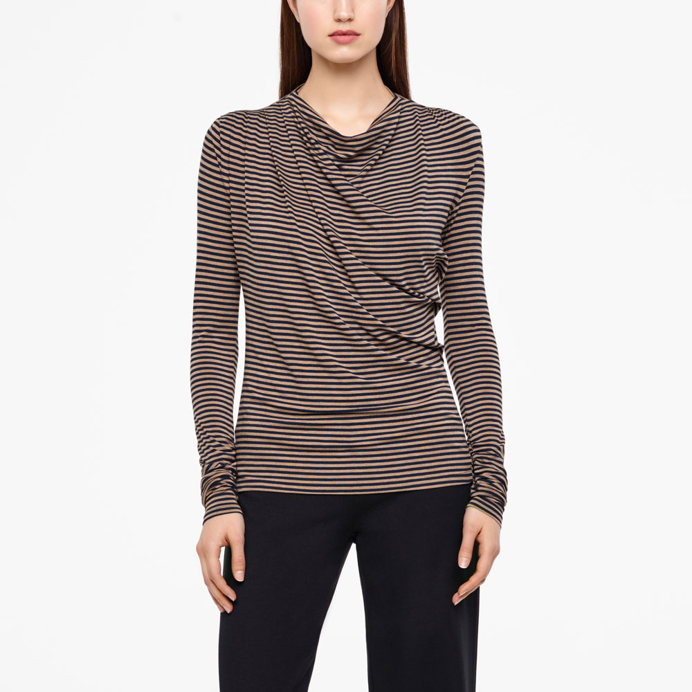 Sarah Pacini TOP RAYÉ - EFFET PLISSÉ De face