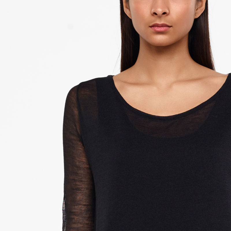 Sarah Pacini PULL ÉVASÉ -VOILE DE MÉRINOS De face
