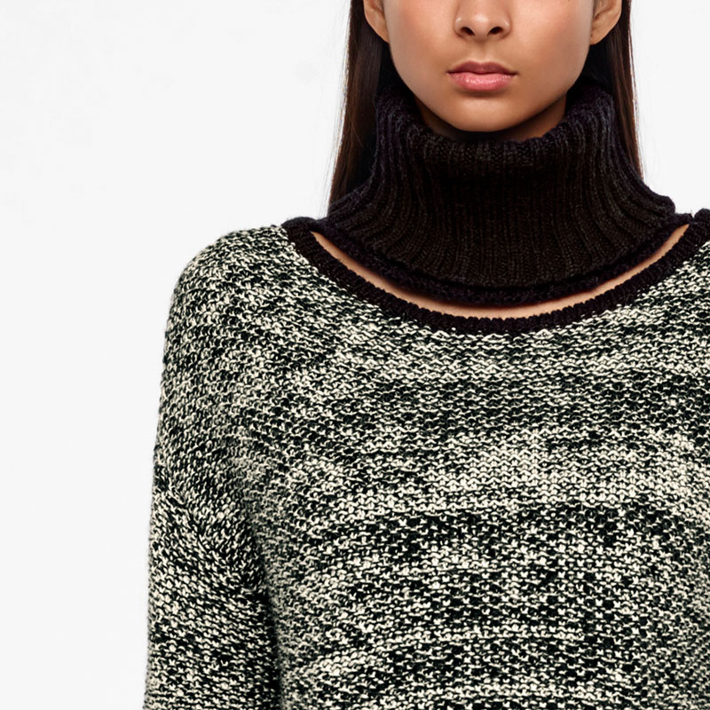 Sarah Pacini MERINO-ALPACA SWEATER - ADJUSTABLE COLLAR Front