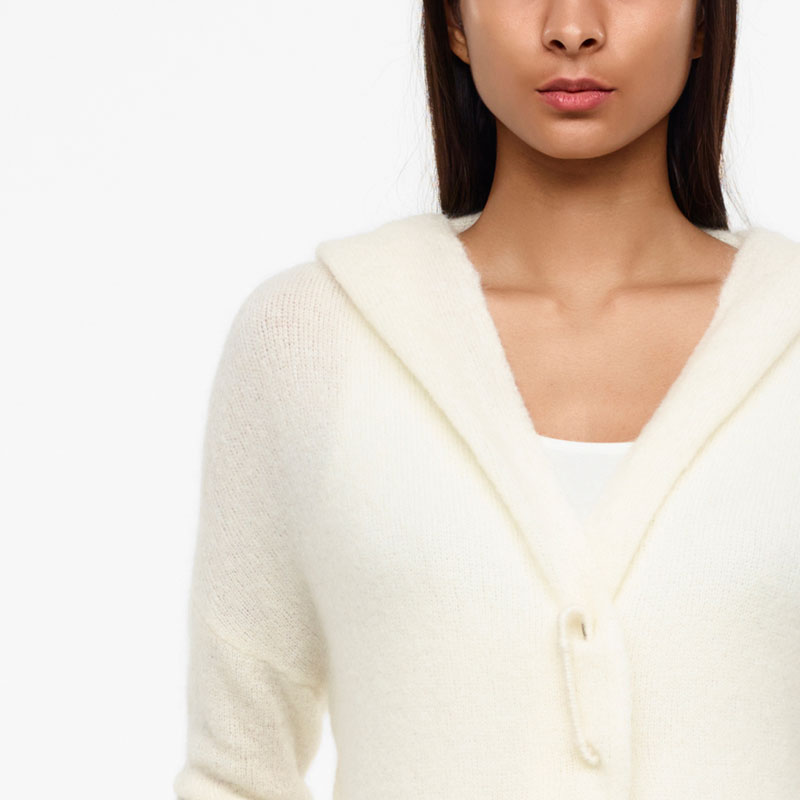 Sarah Pacini CARDIGAN LONG À CAPUCHE - MOHAIR De face