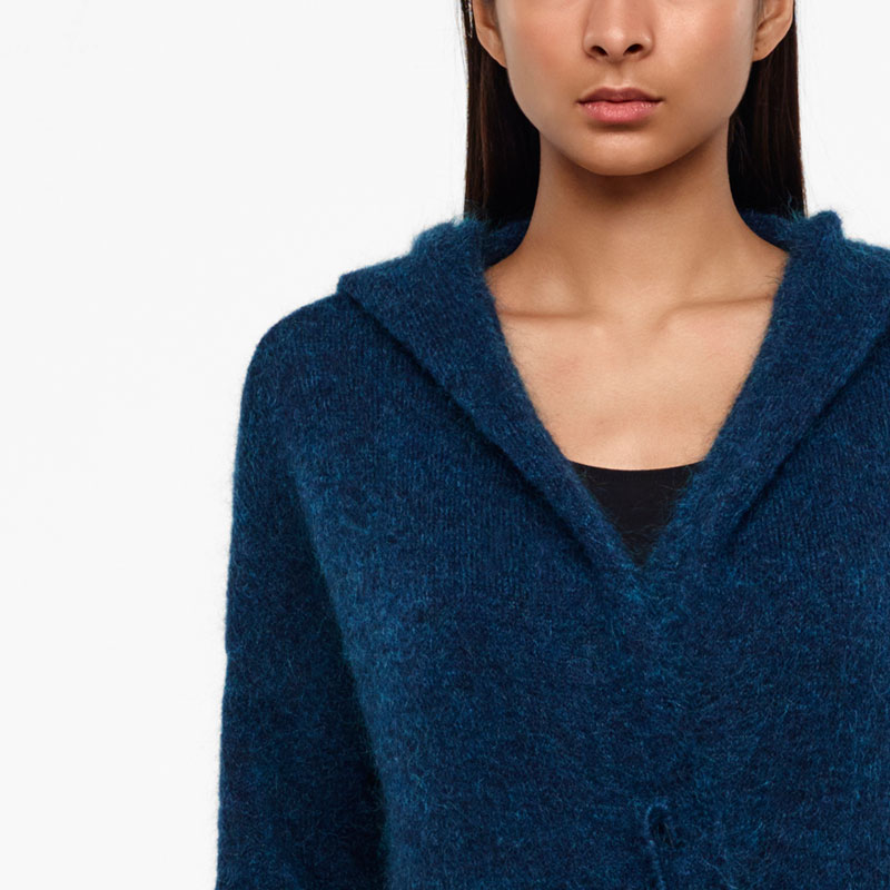 Sarah Pacini CARDIGAN LONG À CAPUCHE - MOHAIR De face