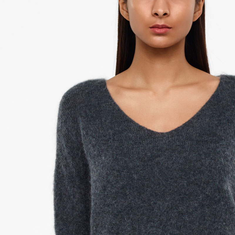 Sarah Pacini MOHAIR-MERINO-SWEATER - SCHIMMERNDER STRICK Vorne
