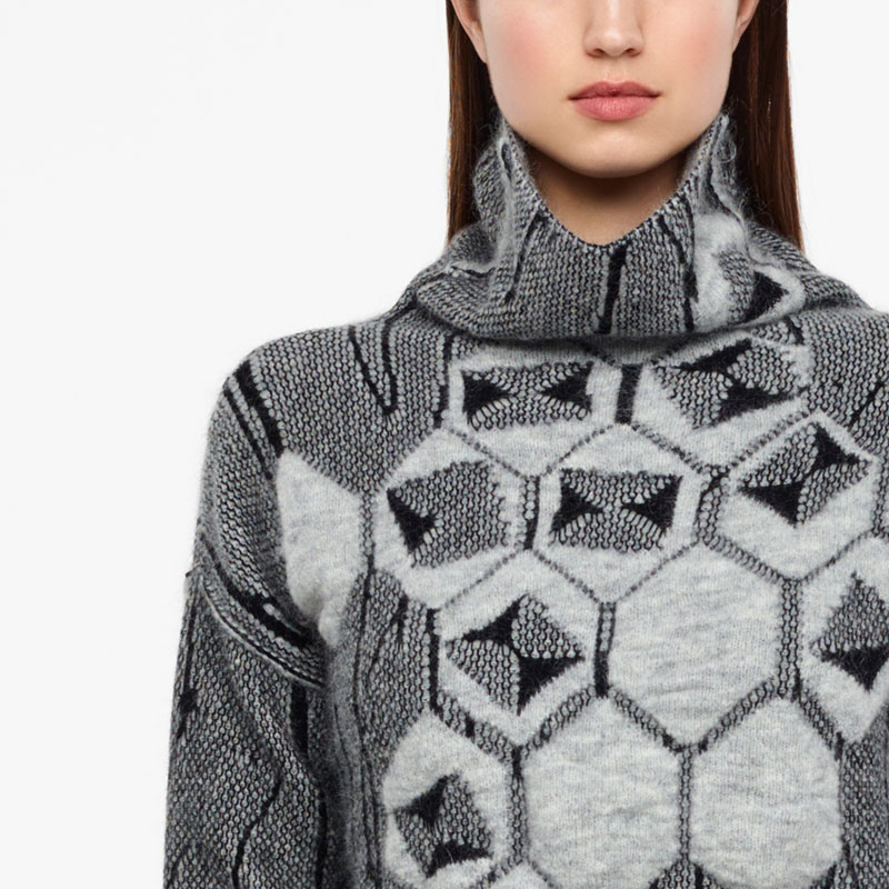 Sarah Pacini PULL JACQUARD - COL MONTANT De face