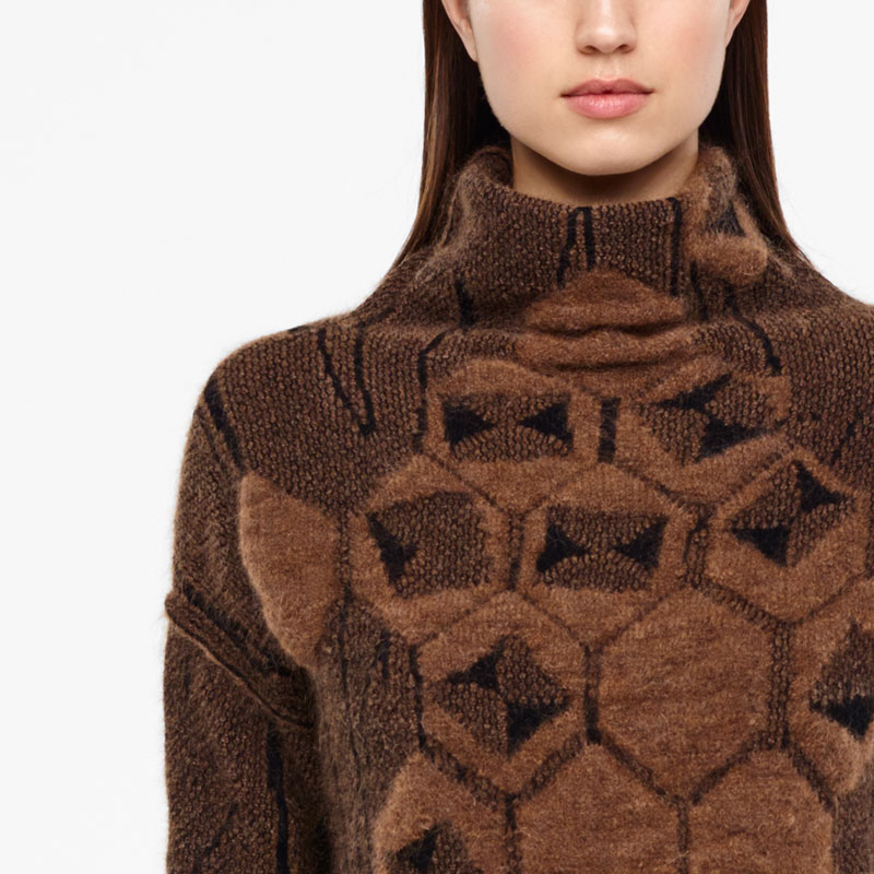 Sarah Pacini PULL JACQUARD - COL MONTANT De face