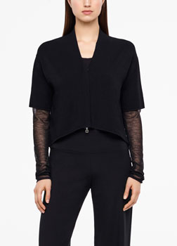 Sarah Pacini KORTE CARDIGAN - DOORSCHIJNENDE MOUWEN Voorzijde