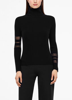 Sarah Pacini STRIPED SWEATER - TURTLENECK Front