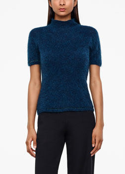 Sarah Pacini MOHAIR-MERINO-SWEATER - SCHIMMERNDER STRICK Vorne