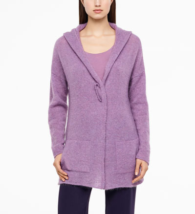 Sarah Pacini CARDIGAN LONG À CAPUCHE - MOHAIR De face