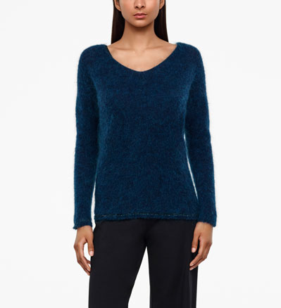 Sarah Pacini MOHAIR-MERINO-SWEATER - SCHIMMERNDER STRICK Vorne