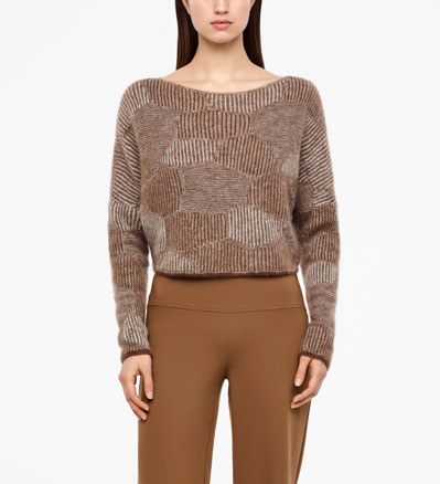Sarah Pacini CROPPED SWEATER - HONEYCOMB JACQUARD Front