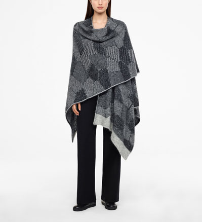 Sarah Pacini PONCHO - HONEYCOMB JACQUARD Front