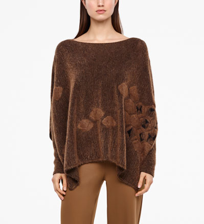 Sarah Pacini JACQUARD PONCHO - FULL SLEEVES Front