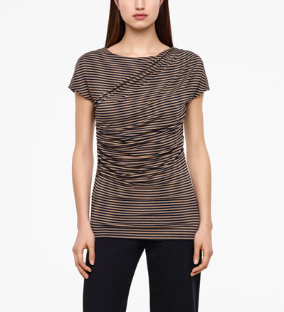 Sarah Pacini TOP RAYÉ - EFFET PLISSÉ De face