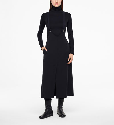 Sarah Pacini JUPE À BRETELLES - GABARDINE De face