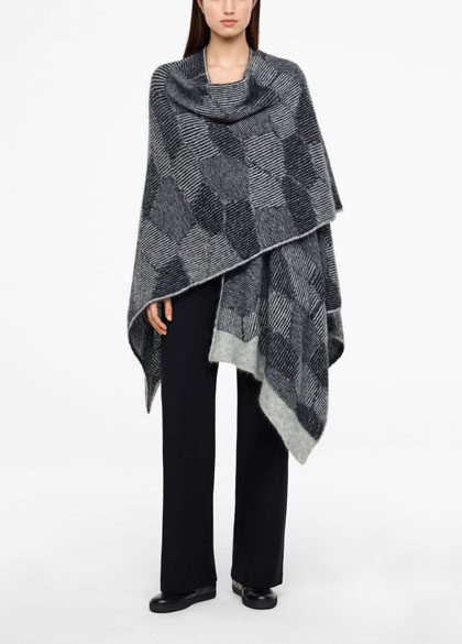Sarah Pacini Poncho - honeycomb jacquard - front
