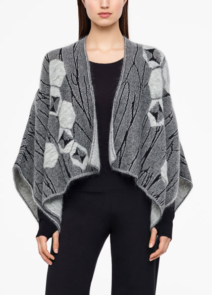 Sarah Pacini Jacquard - poncho - hidden sleeves - front