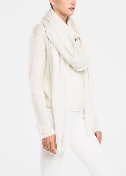 Sarah Pacini Shawl scarf - frayed edges - front