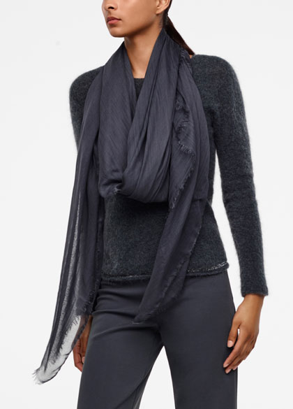 Sarah Pacini Shawl scarf - frayed edges - front