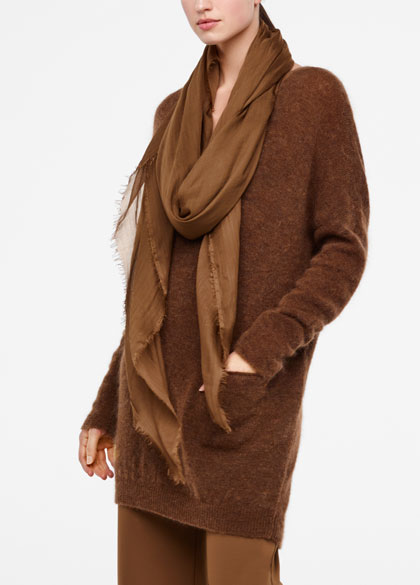 Sarah Pacini Shawl scarf - frayed edges - front