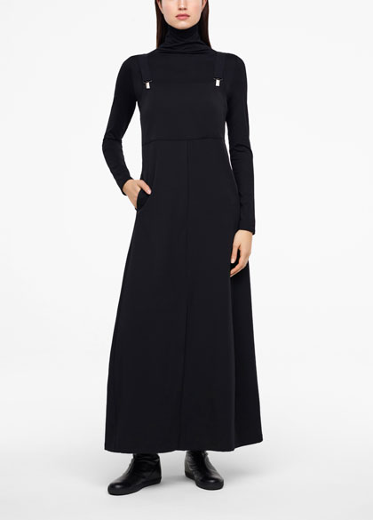 Sarah Pacini Gabardine dress - suspenders - front