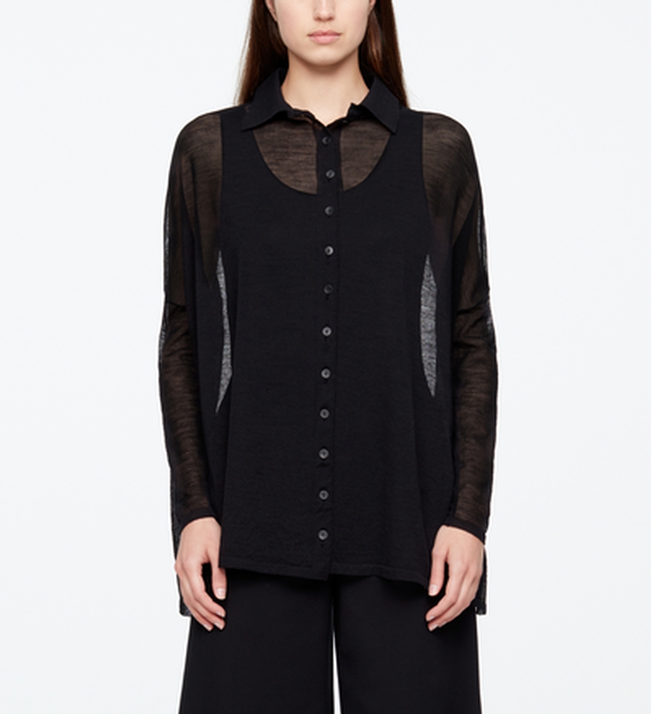 Sarah Pacini CHEMISE - MÉRINO FIN - COL POLO De face