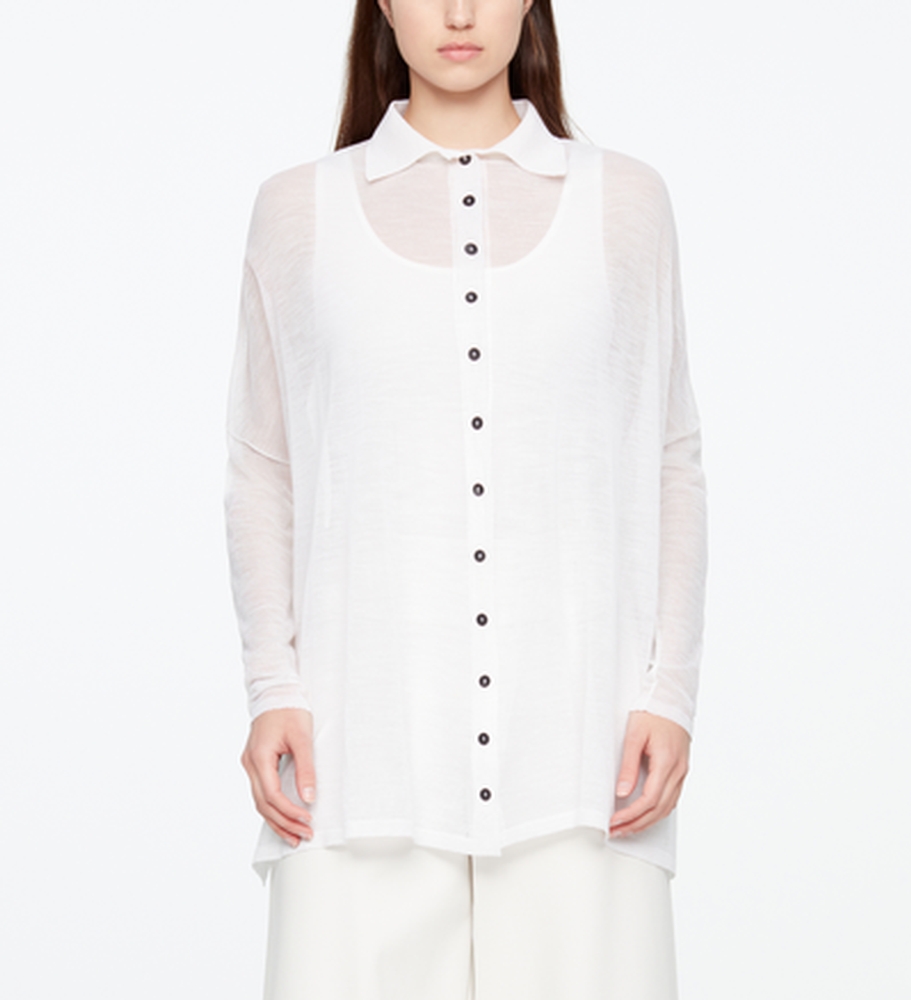 Sarah Pacini CHEMISE - MÉRINO FIN - COL POLO De face