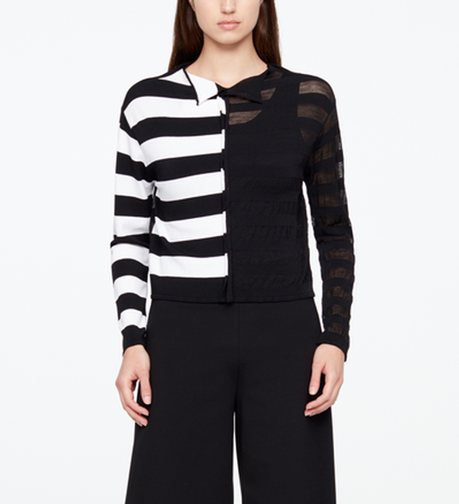 Sarah Pacini PULL COL CASSÉ - RAYURES De face