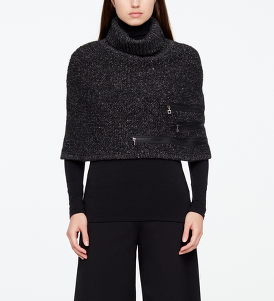 Sarah Pacini PONCHO - LAINE CHINÉE De face