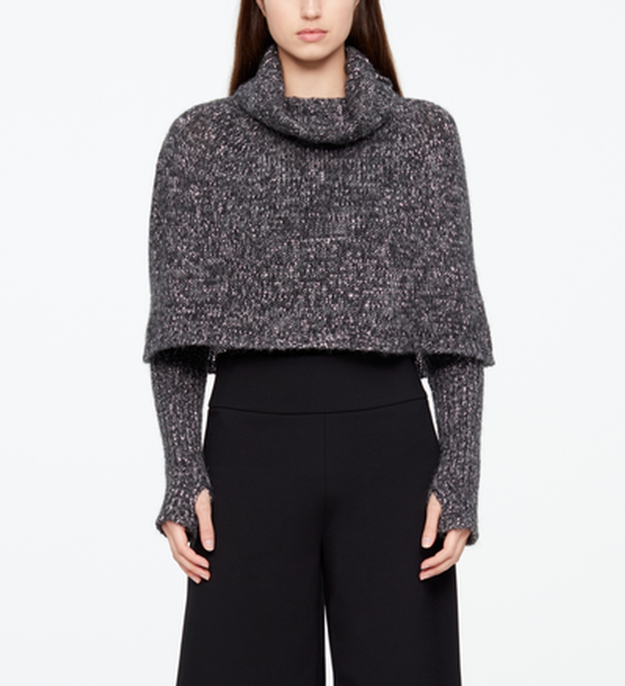Sarah Pacini PONCHO CHINÉ - MANCHES De face