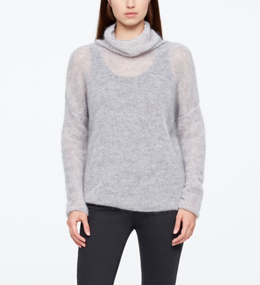 Sarah Pacini PULL MOHAIR - COL CHEMINÉE De face