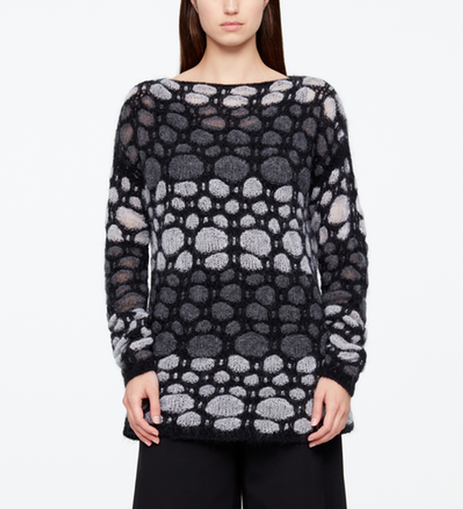Sarah Pacini PULL MOHAIR - COL BATEAU De face