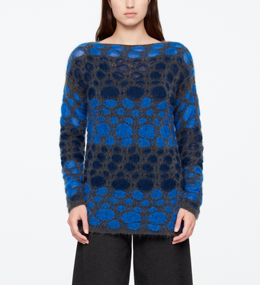 Sarah Pacini PULL MOHAIR - COL BATEAU De face