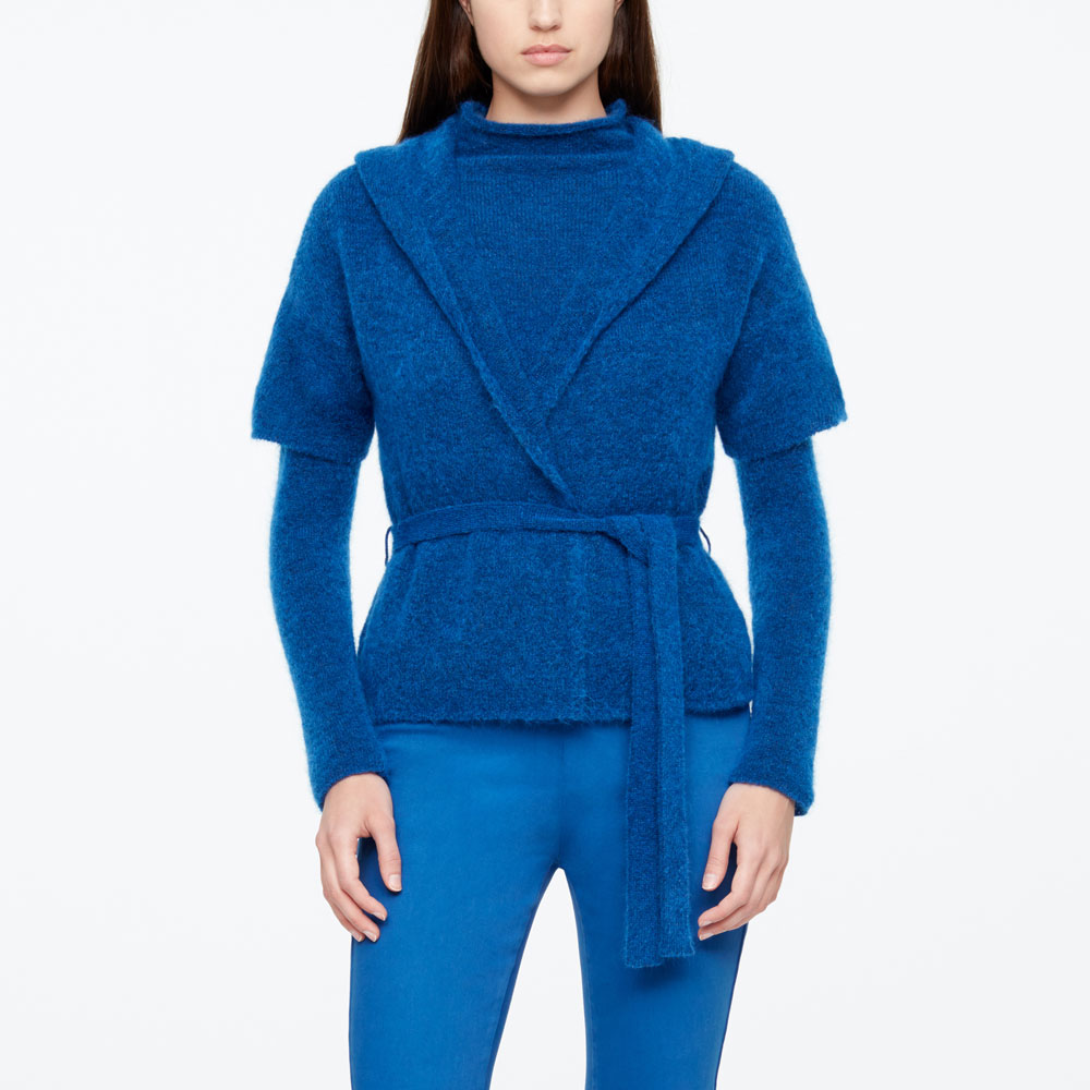 Sarah Pacini CARDIGAN MOHAIR-MÉRINO - CEINTURE De face