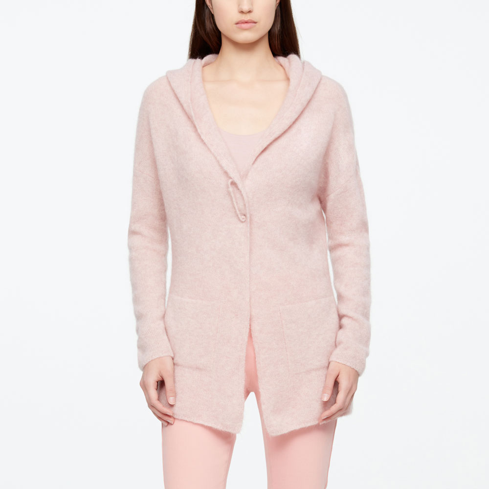 Sarah Pacini MOHAIR-MERINO-CARDIGAN - KAPUZE Vorne