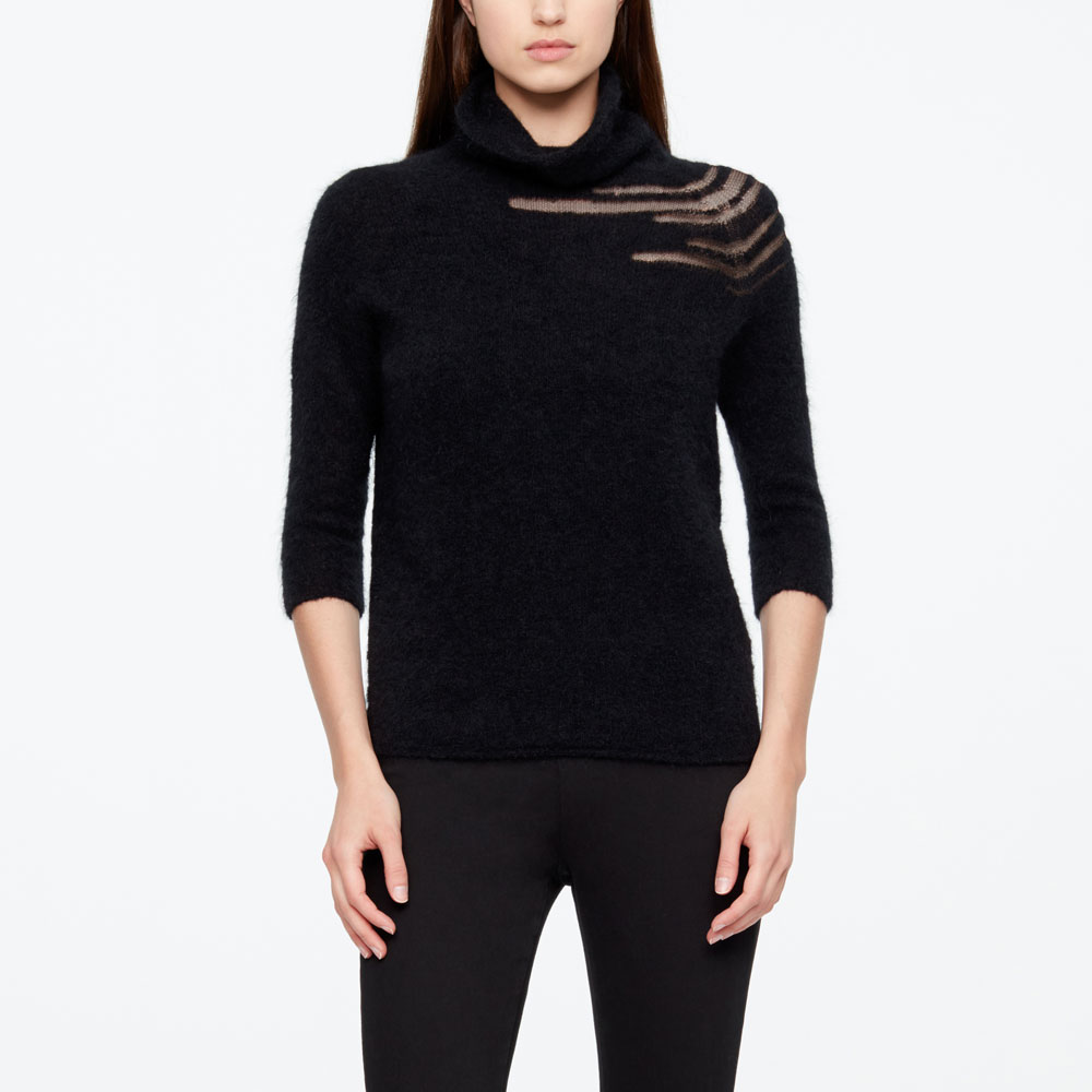 Sarah Pacini PULL MANCHES ¾ - DÉTAIL MESH De face
