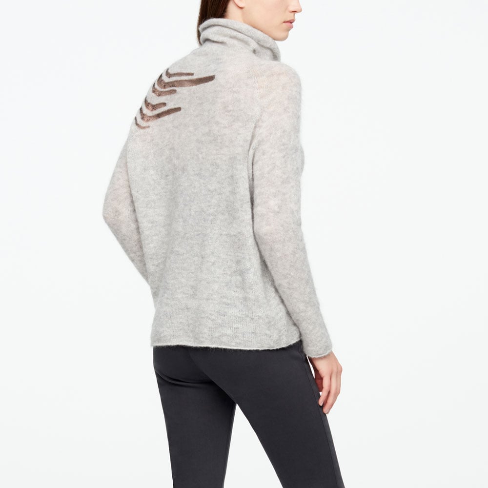 Sarah Pacini MOHAIR SWEATER - MESH LINES Back view