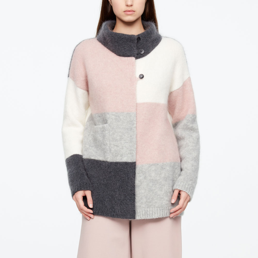 Sarah Pacini LANGER CARDIGAN - FARB-BLOCK Vorne