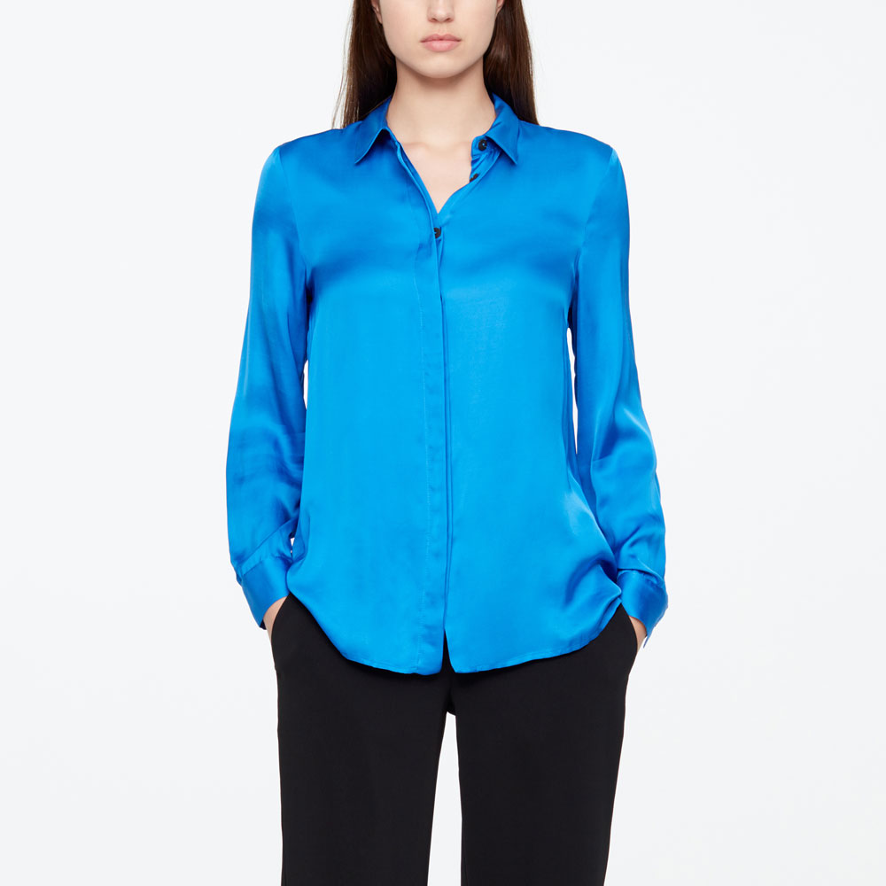 Sarah Pacini CHEMISE LONGUE - EFFET SATIN De face