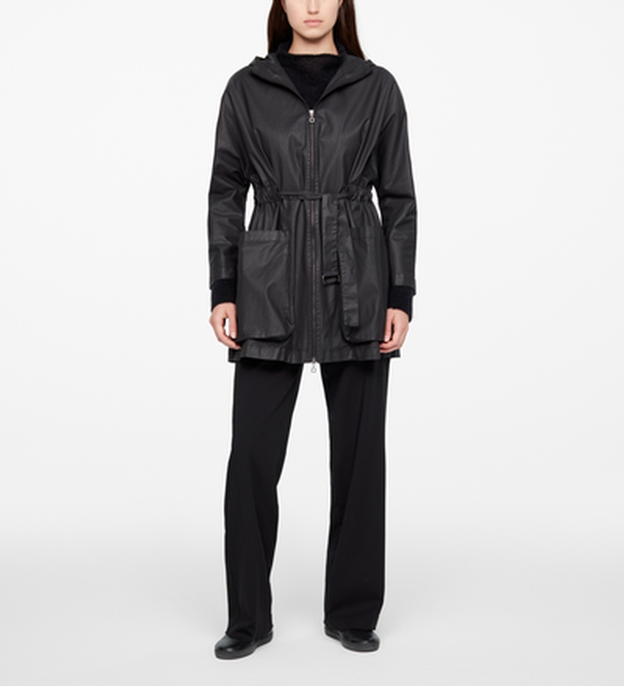 Sarah Pacini PARKA NOIRE - COTON RÉSINE De face