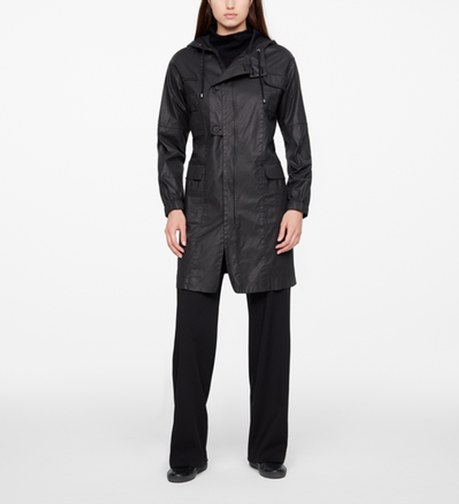Sarah Pacini LONG PARKA - COATED FINISH Front