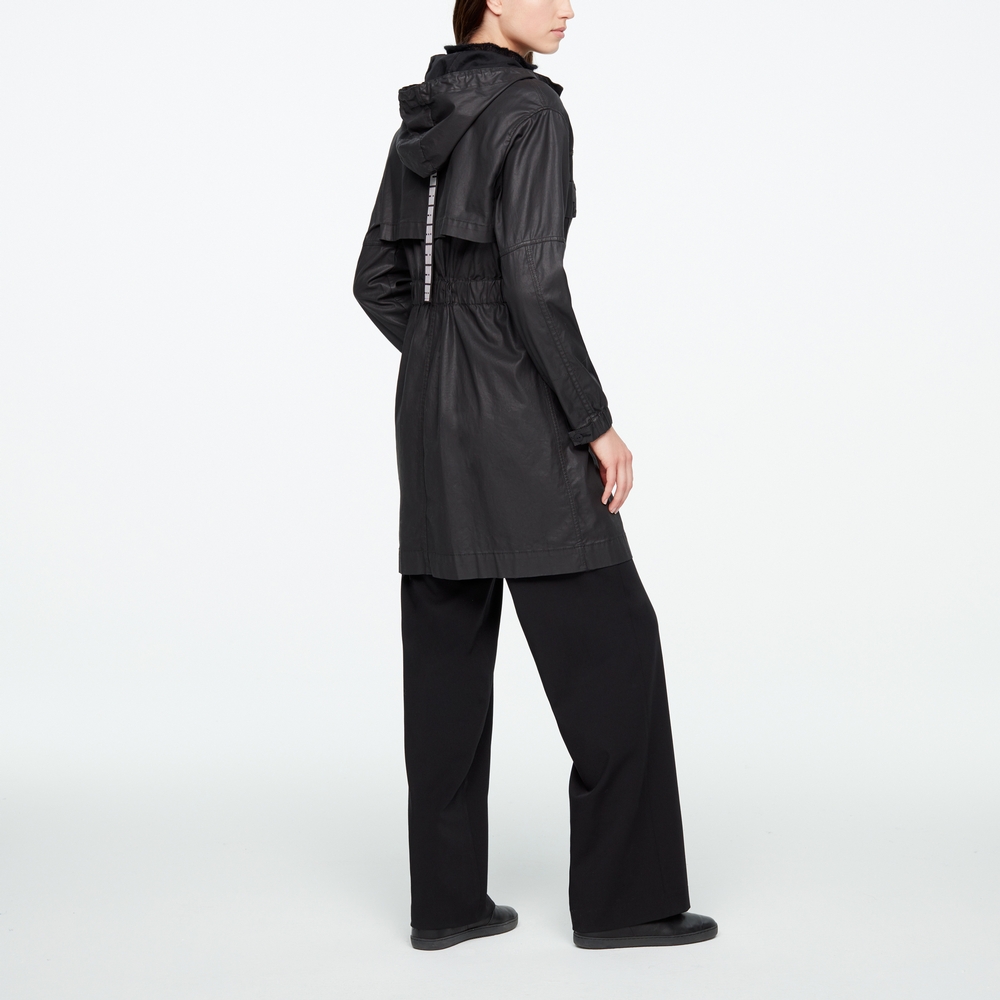 Sarah Pacini LONG PARKA - COATED FINISH Back view