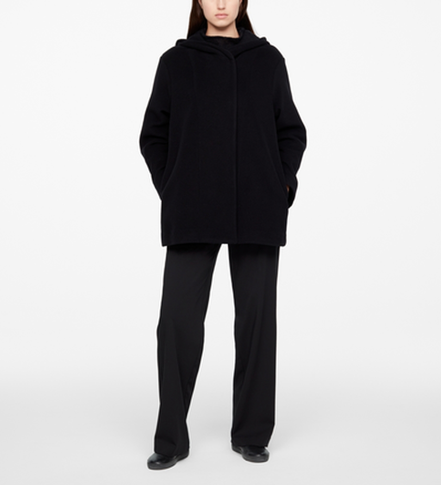 Sarah Pacini MANTEAU EN LAINE - CAPUCHE De face