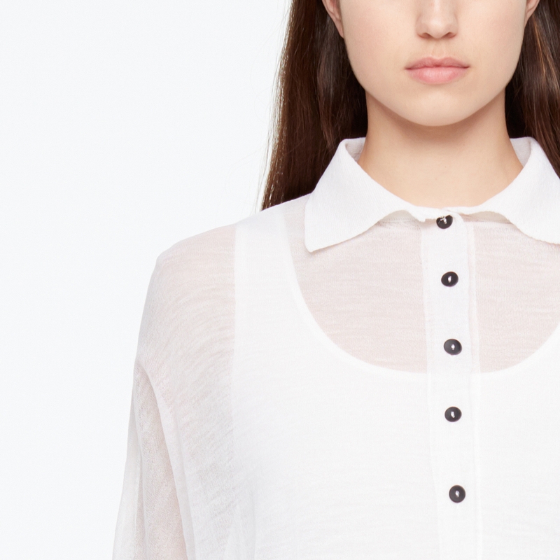 Sarah Pacini CHEMISE - MÉRINO FIN - COL POLO De face