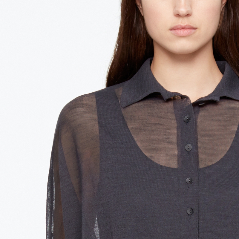 Sarah Pacini CHEMISE - MÉRINO FIN - COL POLO De face
