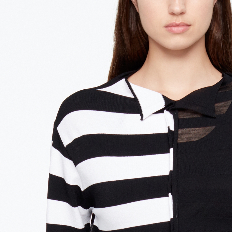 Sarah Pacini PULL COL CASSÉ - RAYURES De face