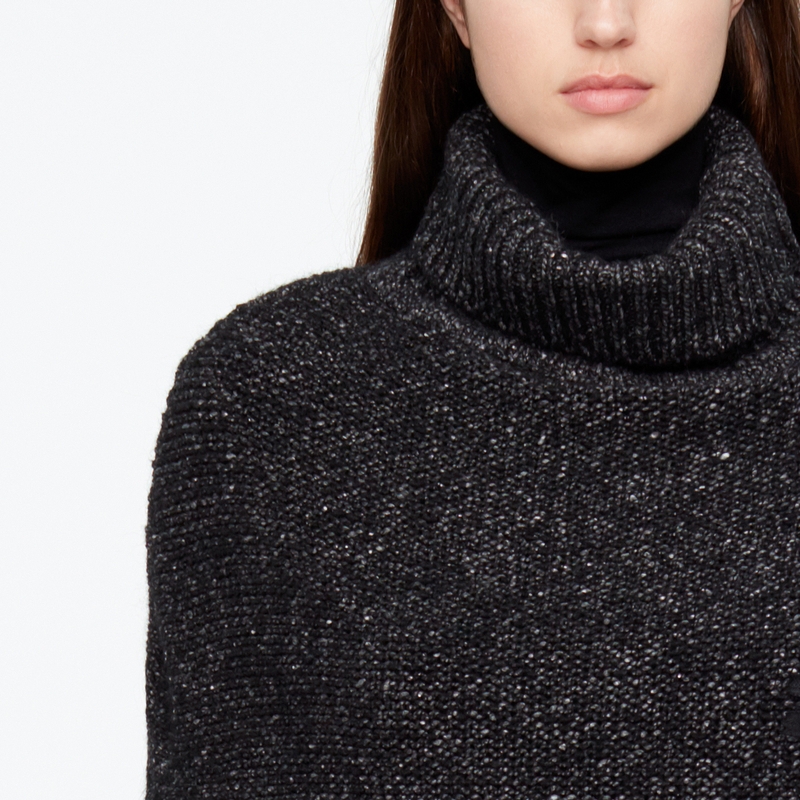 Sarah Pacini PONCHO - LAINE CHINÉE De face